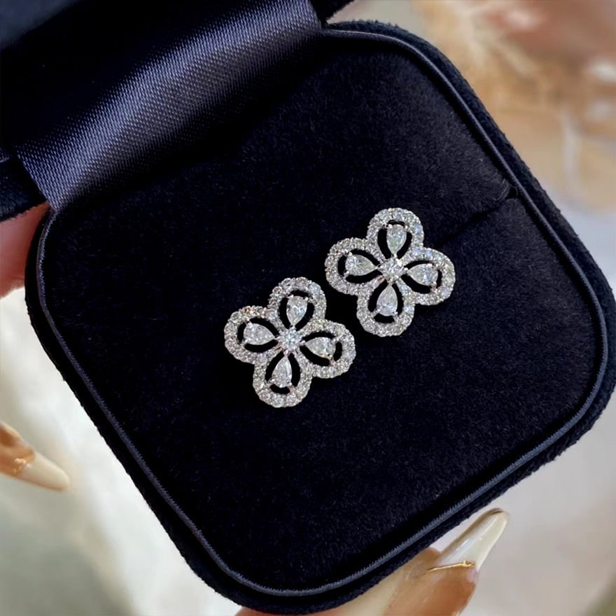 14k Gold 0.8 Ct Natural H Diamond Earrings - 5