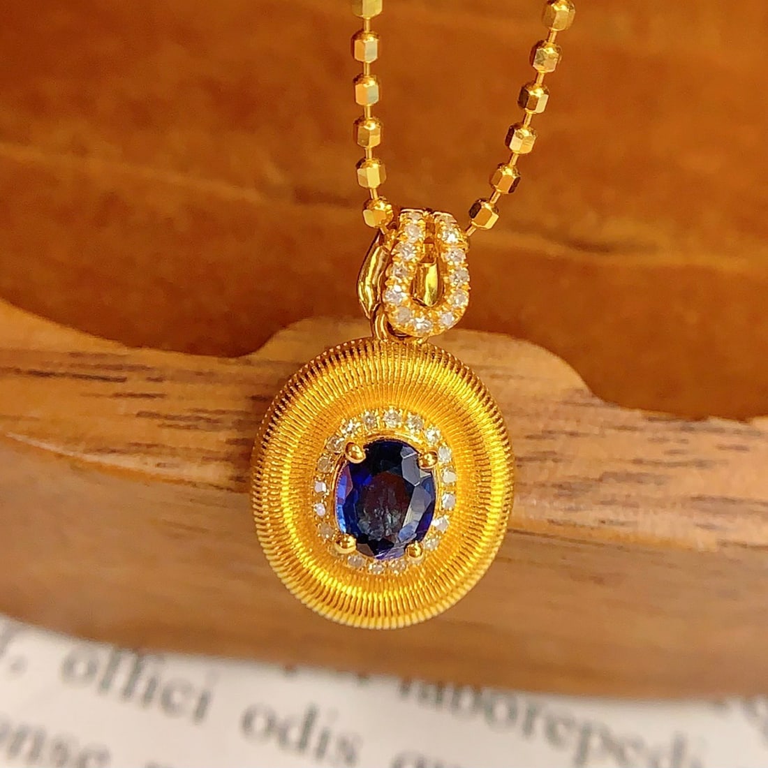 14k Gold 0.45 Ct Natural Sapphire & Diamond Pendant( Without Chain )