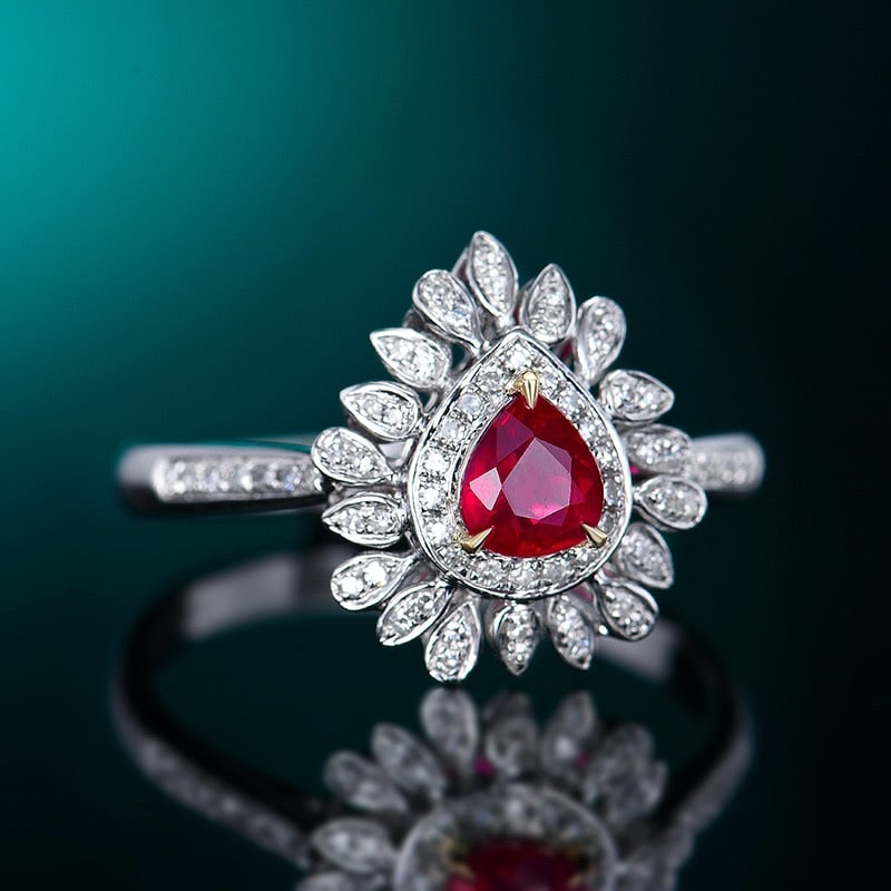 14k Gold 0.60 Ctw Natural Ruby & Diamond Ring - 3