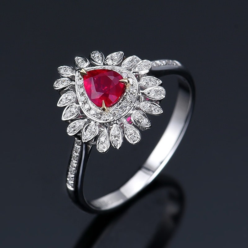 14k Gold 0.60 Ctw Natural Ruby & Diamond Ring - 4