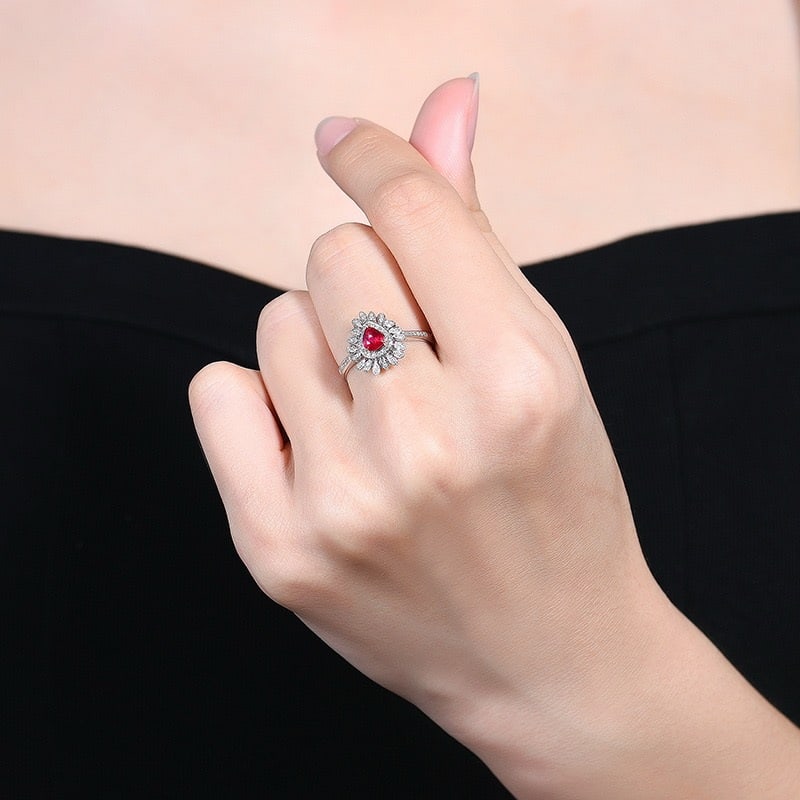 14k Gold 0.60 Ctw Natural Ruby & Diamond Ring - 6