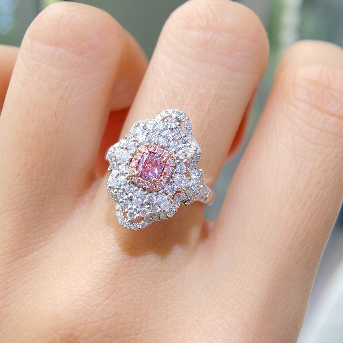 Gia Certified 14k Gold 1.40 Ctw Natural Pink Diamond & Diamond Ring/pendant( Without Chain ) - 3