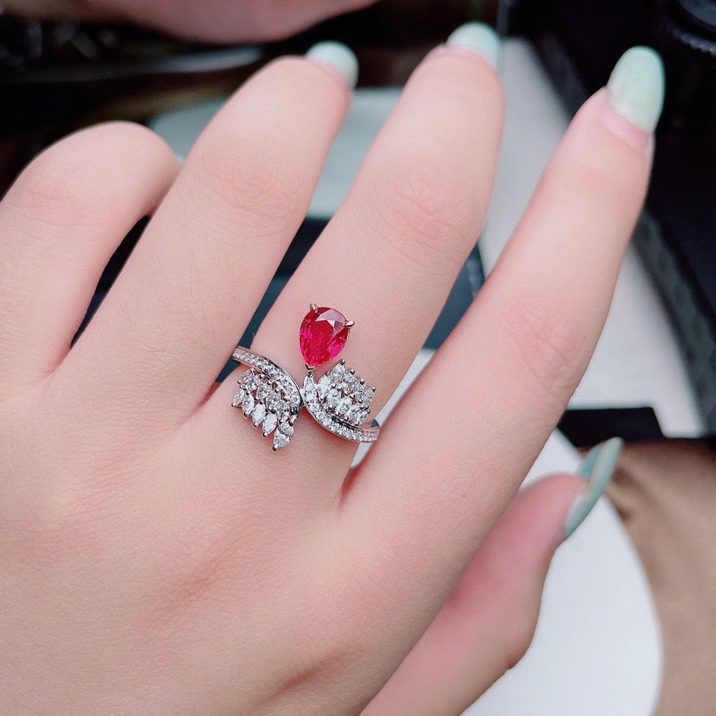 14k Gold 1.09 Ct Natural Ruby & Diamond Ring - 4