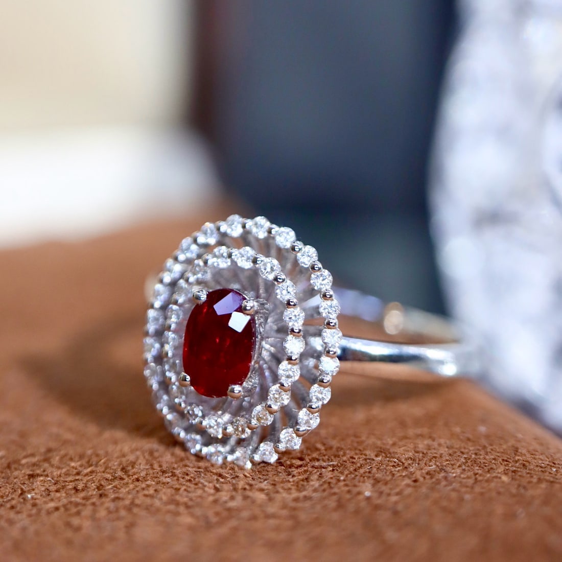 14k Gold 0.66 Ctw Natural Ruby & Diamond Ring - 3