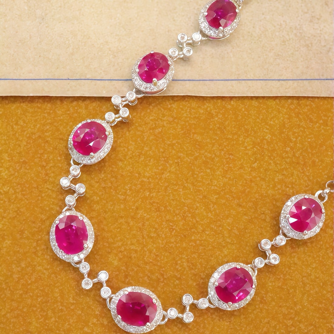 14k Gold 4.16 Ctw Natural Ruby & Diamond Bracelet - 3