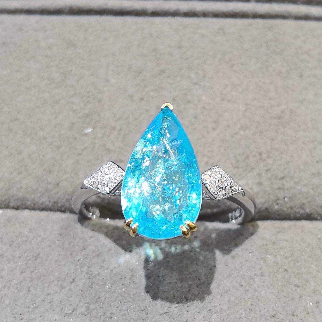 14k Gold 2.42 Ct Natural Paraiba Tourmaline & Diamond Ring - 3