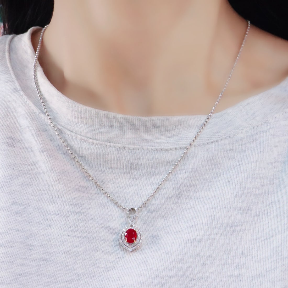 14k Gold 1.42 Ctw Natural Ruby & Diamond Pendant( Without Chain ) - 4
