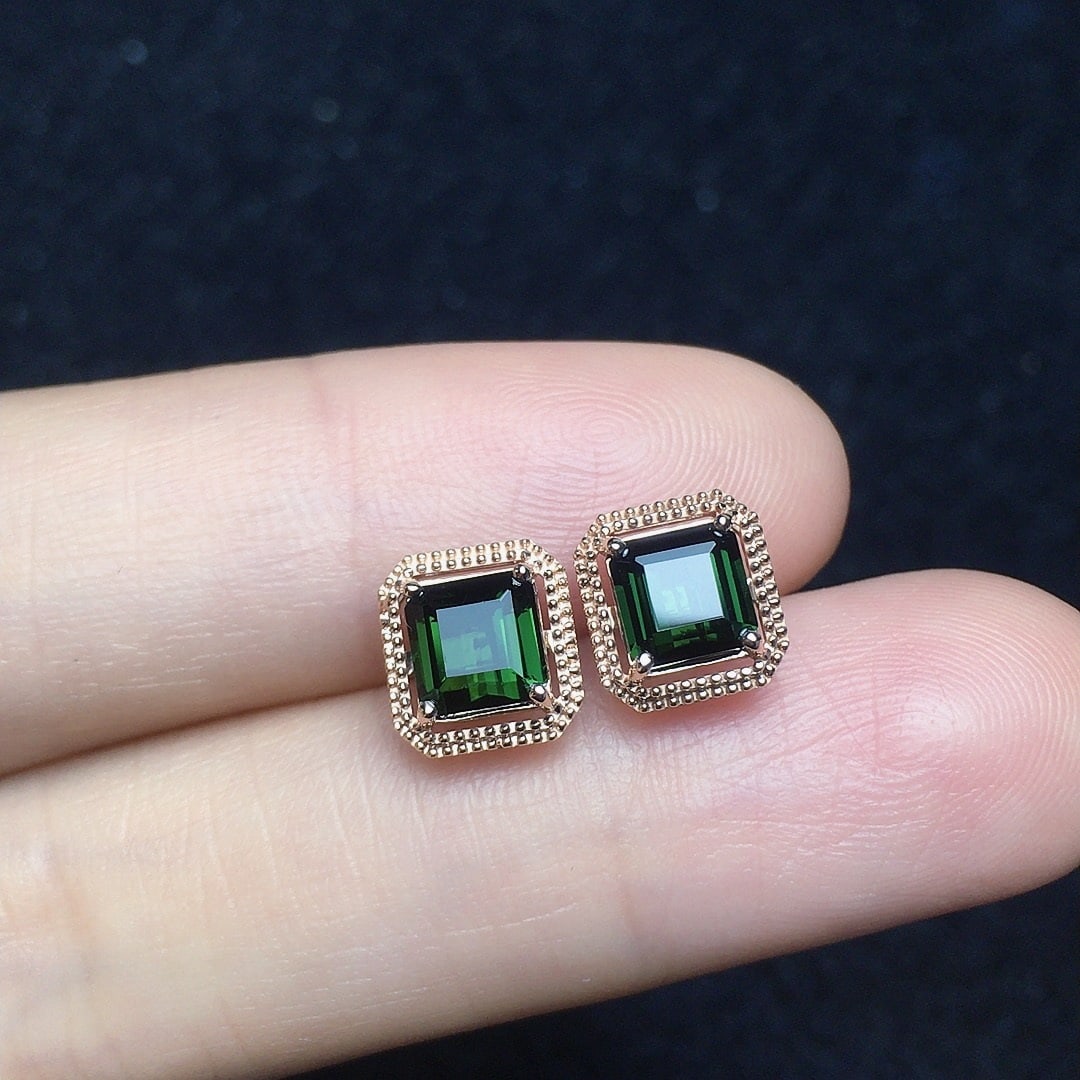 14k Gold 1.76 Ct Natural Tourmaline Earrings - 4