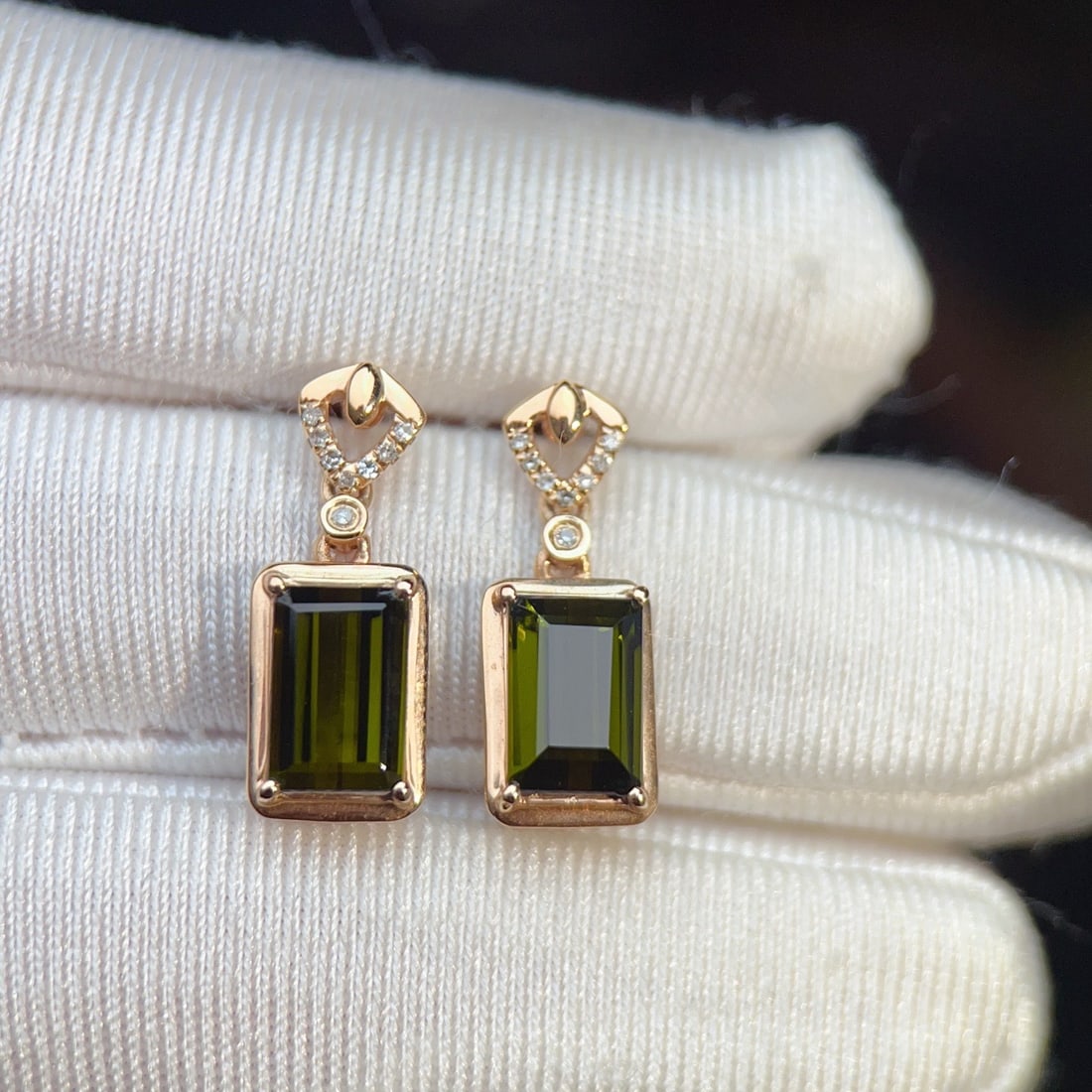 14k Gold 2.60 Ctw Natural Tourmaline & Diamond Earrings - 3
