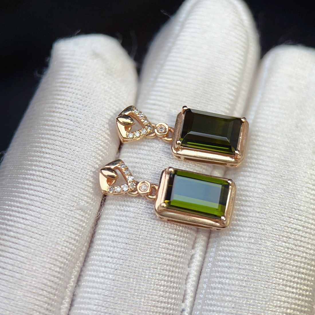 14k Gold 2.60 Ctw Natural Tourmaline & Diamond Earrings - 4