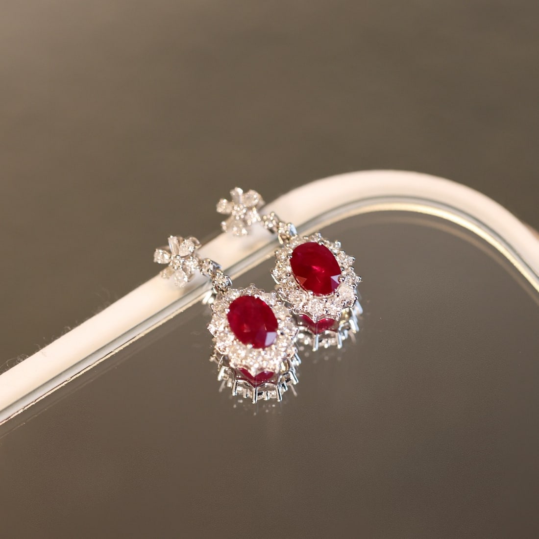 14k Gold 3.38 Ctw Natural Ruby & Diamond Earrings - 4