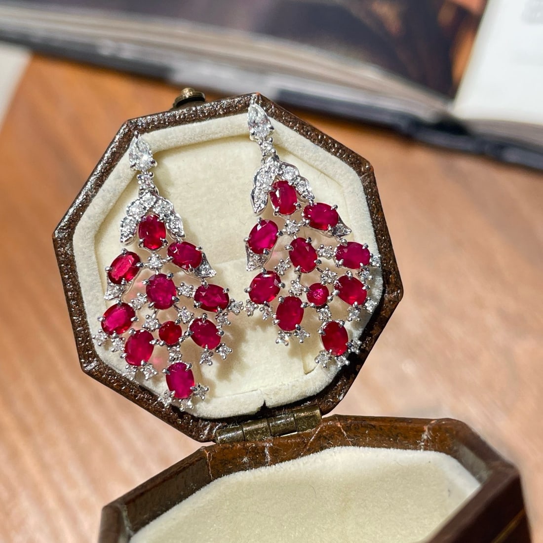 14k Gold 2 Ct Natural Ruby & Diamond Earrings: Ref:231098142 // gold content:14k gold // main gemstone:ruby // shape:multiple // carat weight:2ct // color:red // treatment:natural // // adjacent gemstone 2 : diamond // shape:multiple // clarity