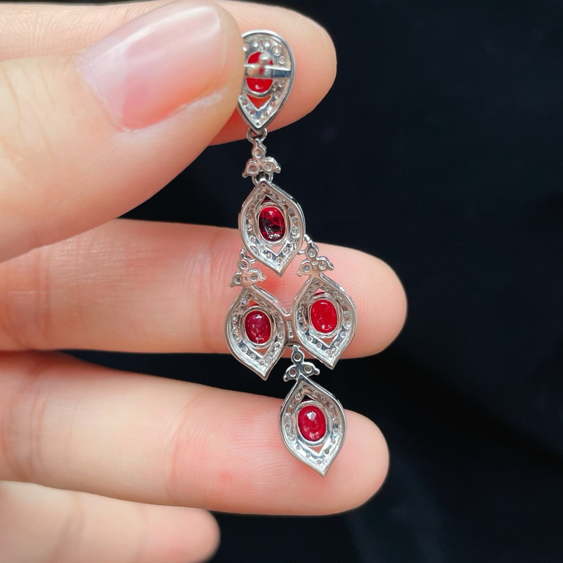 14k Gold 4.74 Ctw Natural Ruby & Diamond Earrings - 5