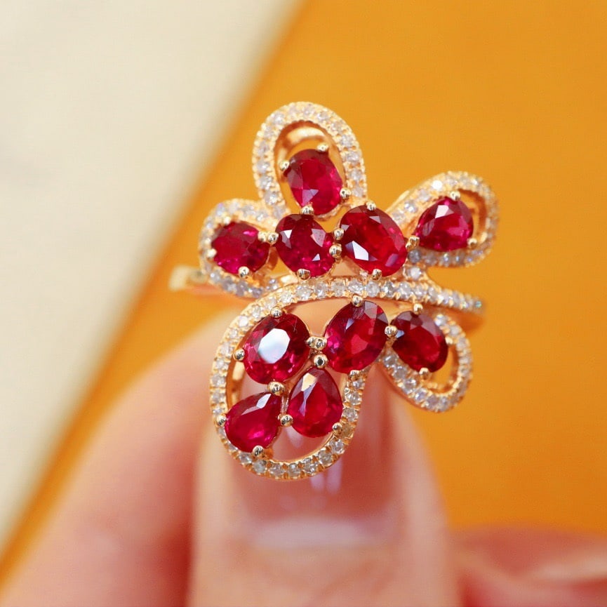 14k Gold 2.35 Ctw Natural Ruby & Diamond Ring