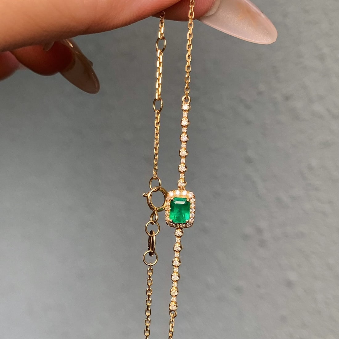 14k Gold 0.71 Ctw Natural Emerald & Diamond Bracelet - 5