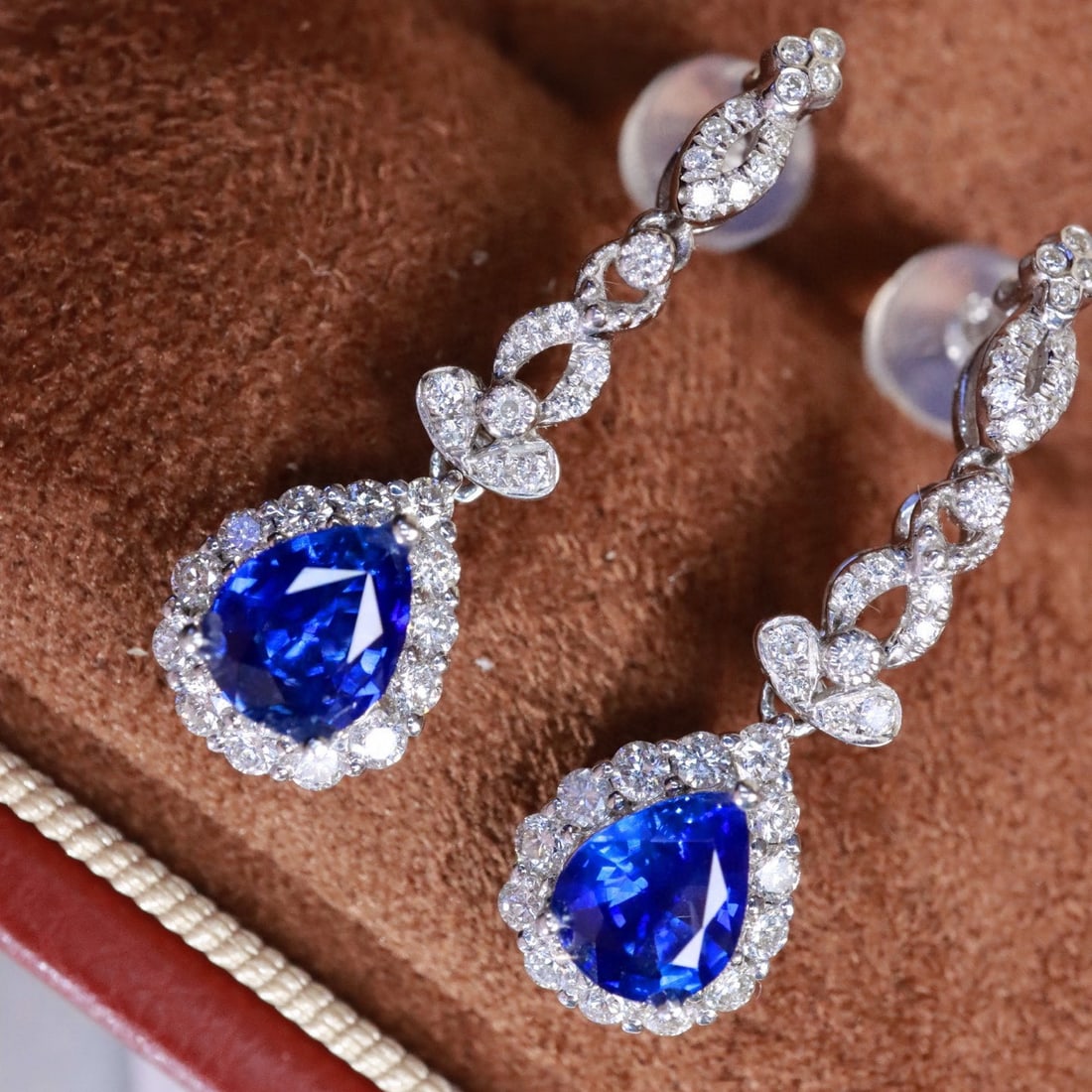 14k Gold 1.62 Ctw Natural Sapphire & Diamond Earrings - 2