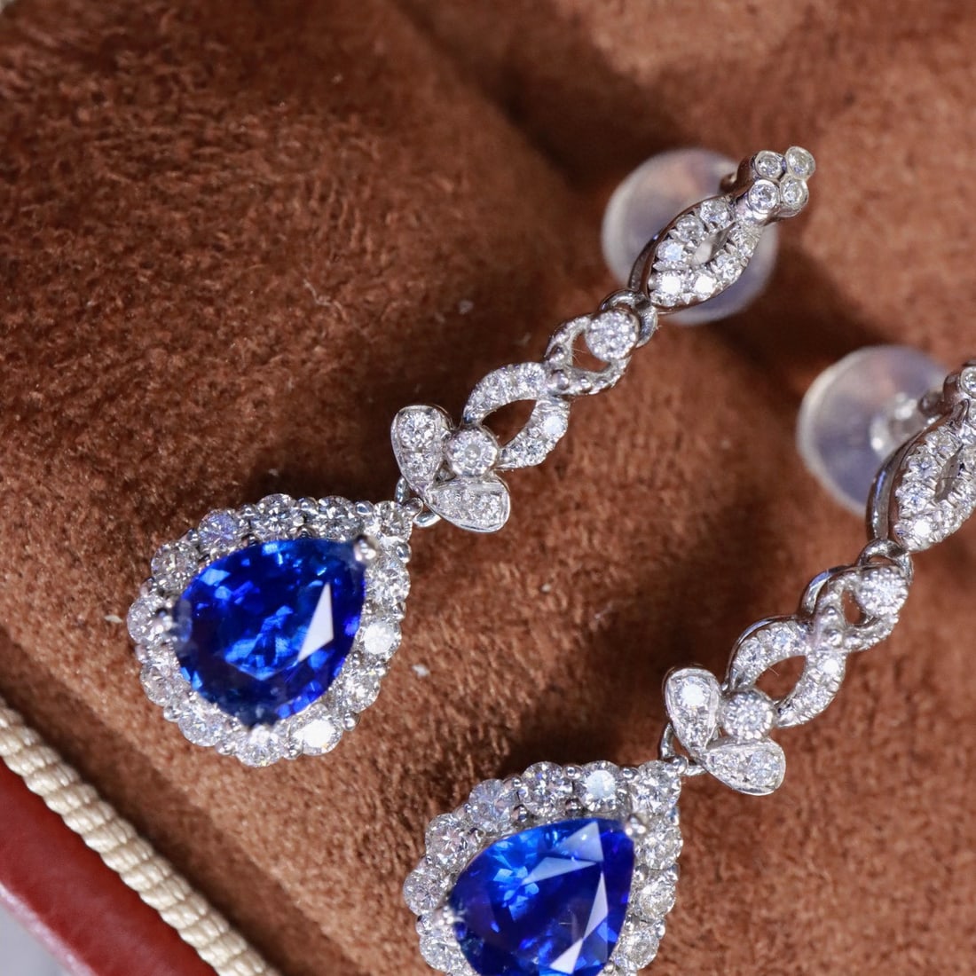 14k Gold 1.62 Ctw Natural Sapphire & Diamond Earrings - 5