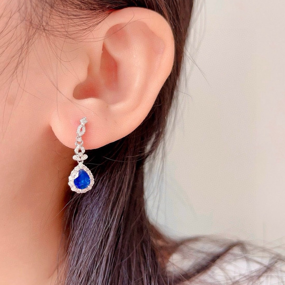 14k Gold 1.62 Ctw Natural Sapphire & Diamond Earrings - 6