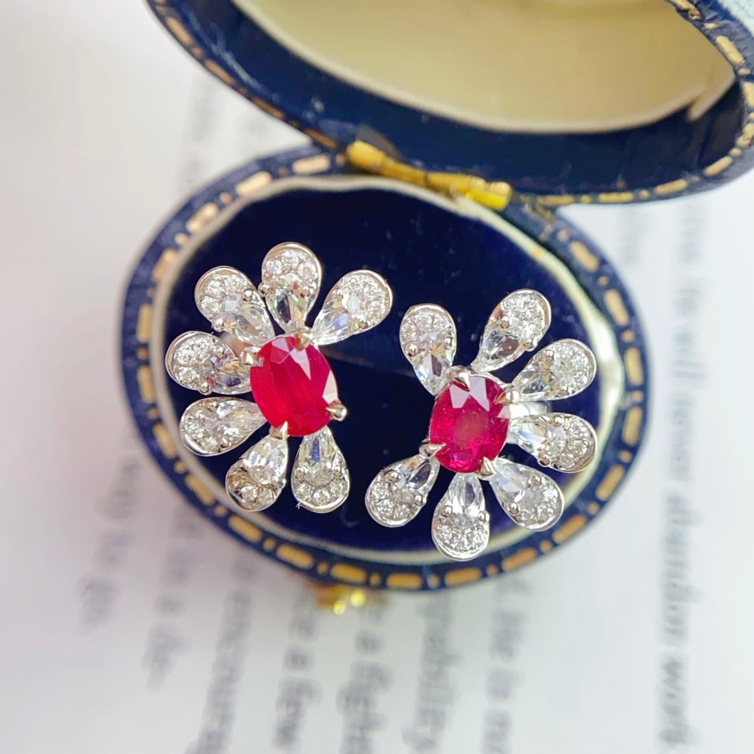 14k Gold 1.03 Ct Natural Ruby & Diamond Earrings - 2