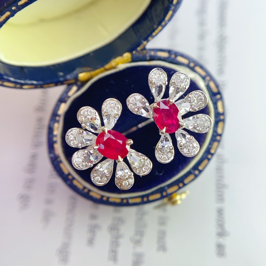 14k Gold 1.03 Ct Natural Ruby & Diamond Earrings - 4