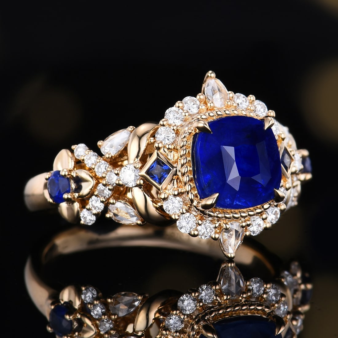 14k Gold 3.02 Ctw Natural Sapphire & Diamond Ring - 3