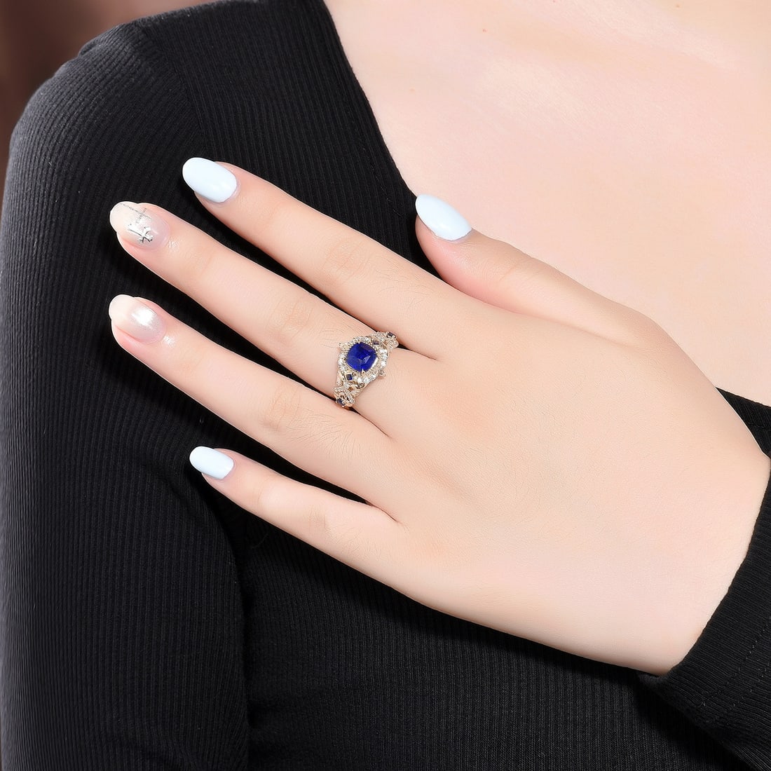 14k Gold 3.02 Ctw Natural Sapphire & Diamond Ring - 5