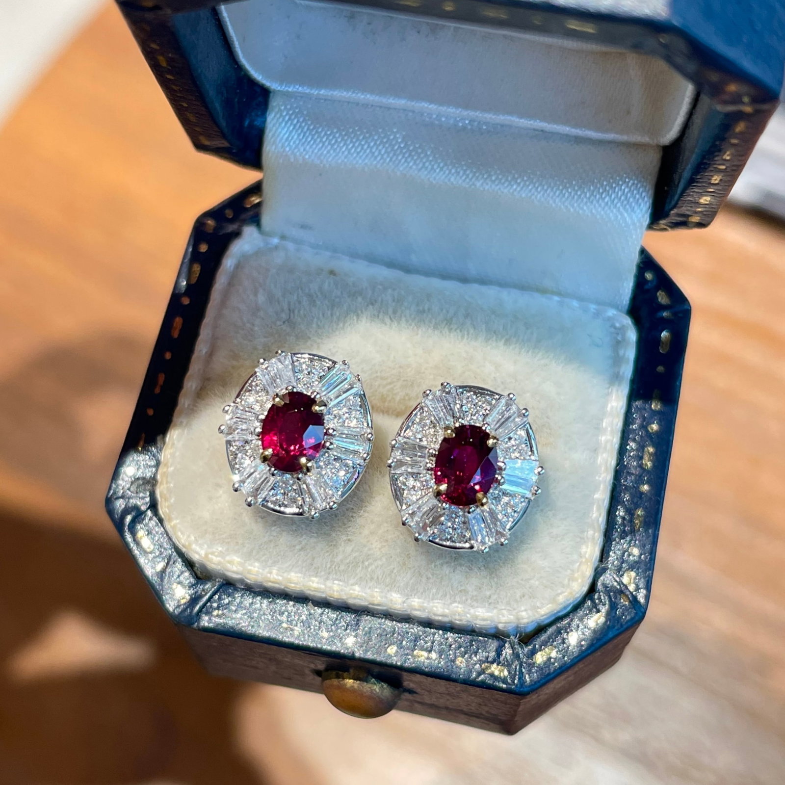 14k Gold 0.68 Ct Natural Ruby & Diamond Earrings