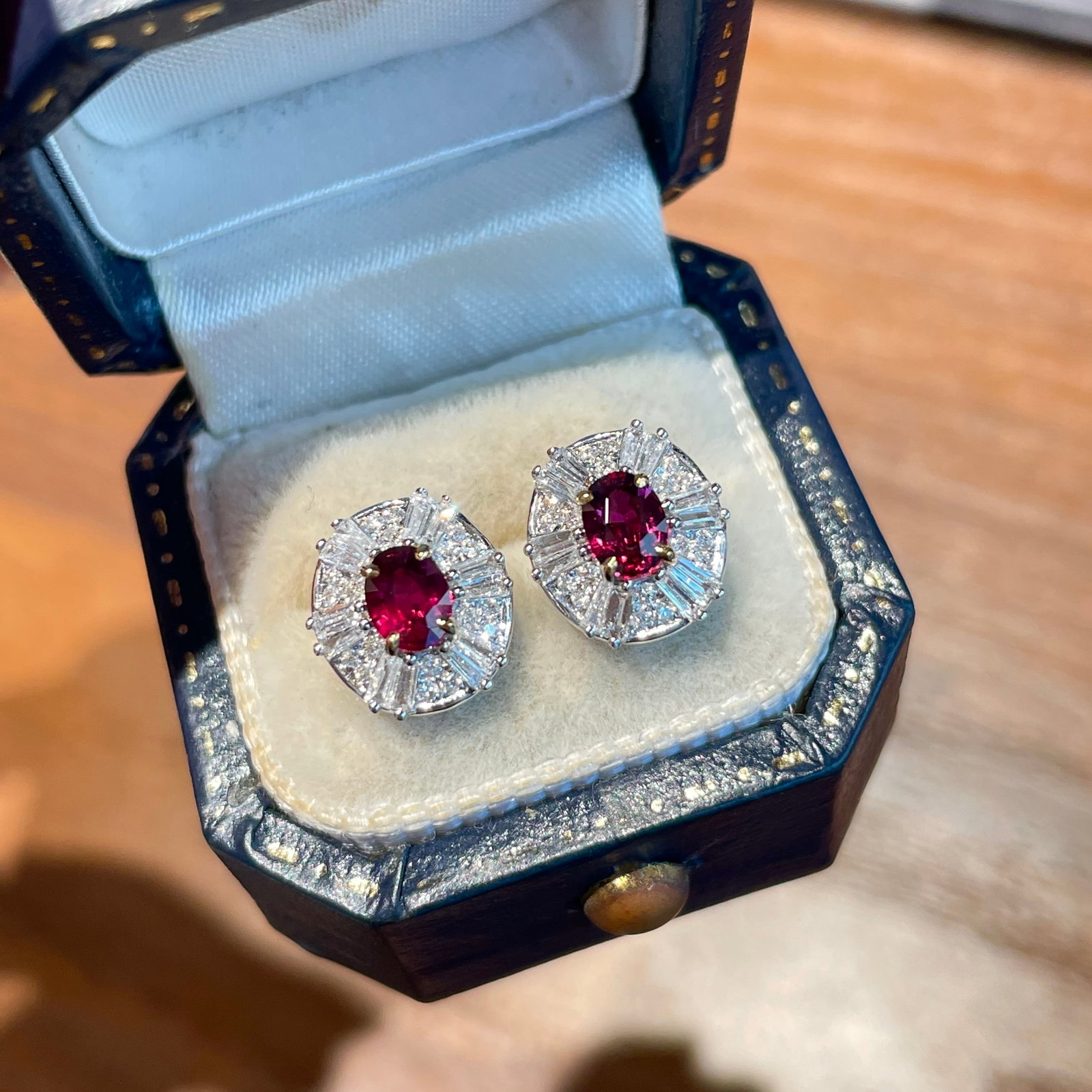 14k Gold 0.68 Ct Natural Ruby & Diamond Earrings - 5