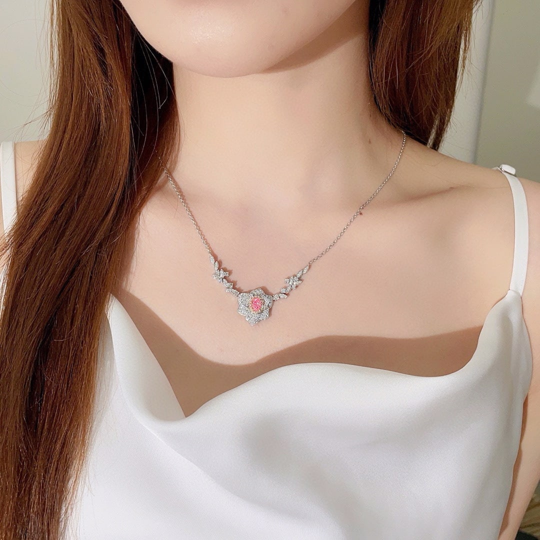 14k Gold 1.72 Ctw Natural Pink Diamond & Diamond Necklace - 2