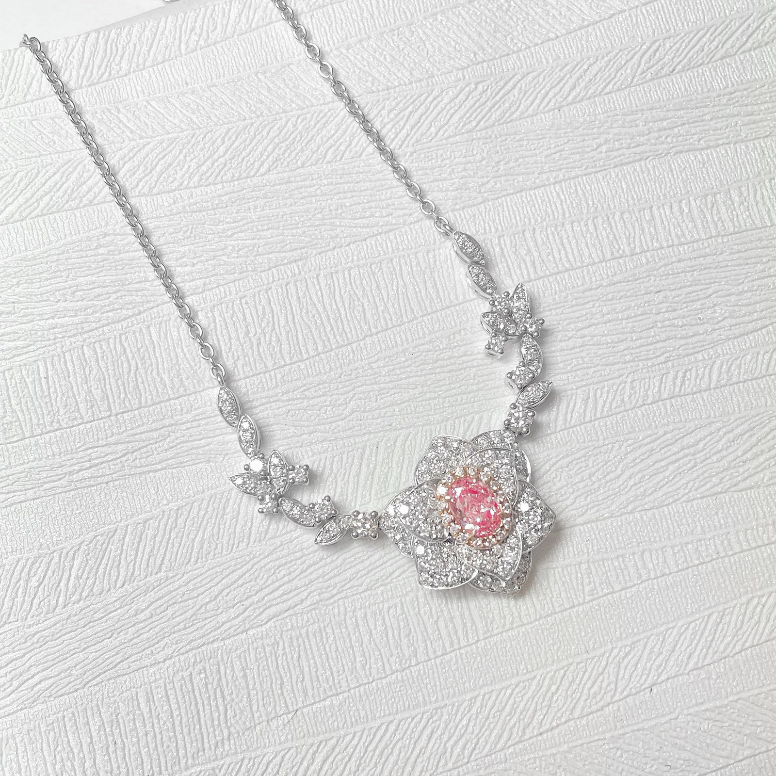 14k Gold 1.72 Ctw Natural Pink Diamond & Diamond Necklace - 3