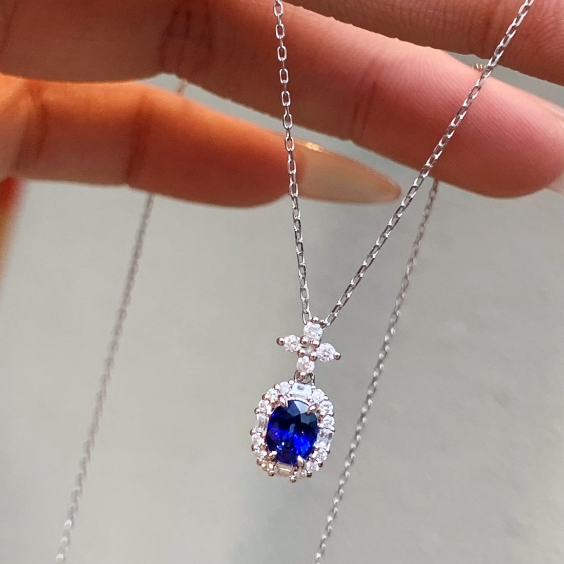 14k Gold 0.94 Ctw Natural Sapphire & Diamond Pendant( Without Chain ) - 5