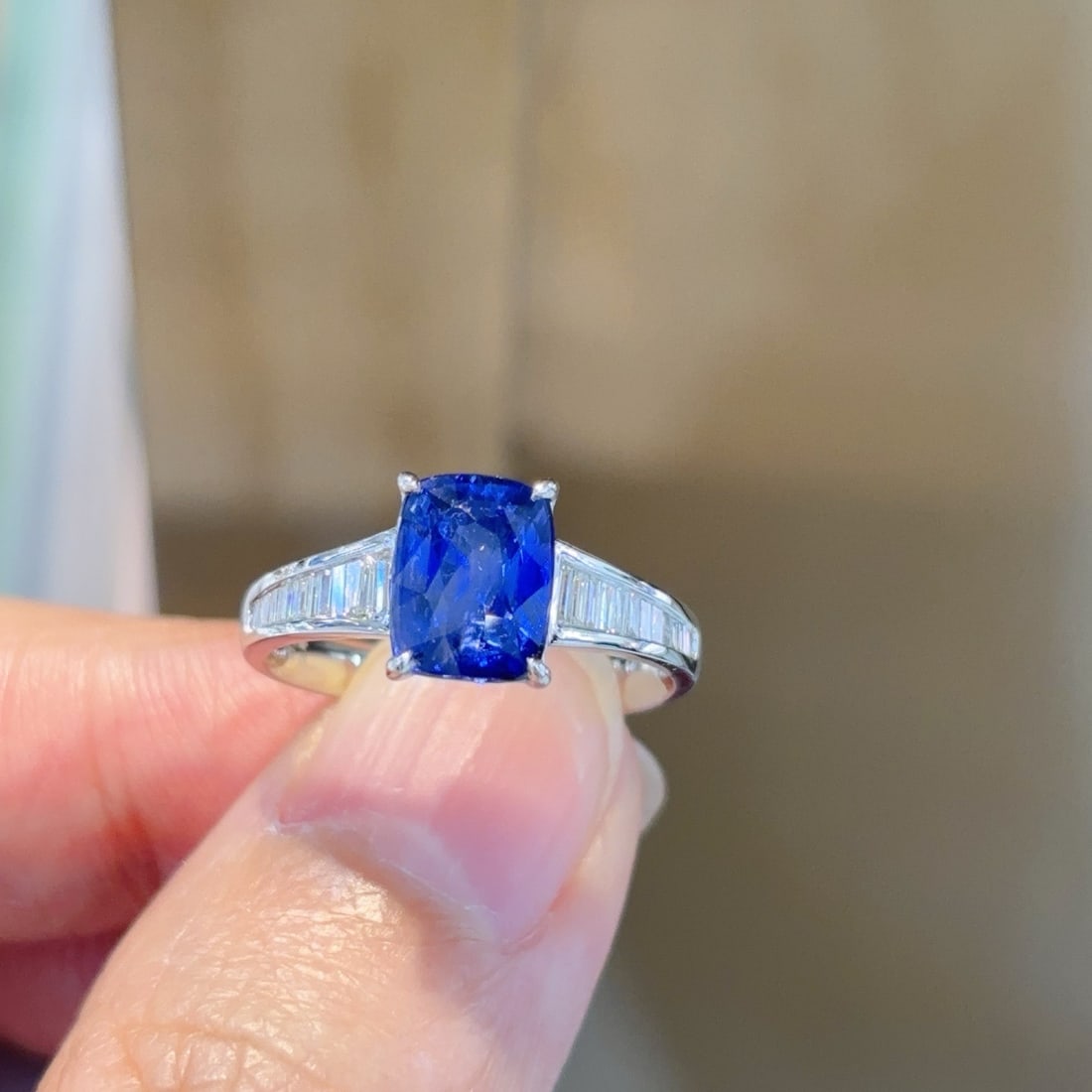 14k Gold 2.61 Ctw Natural Sapphire & Diamond Ring - 2