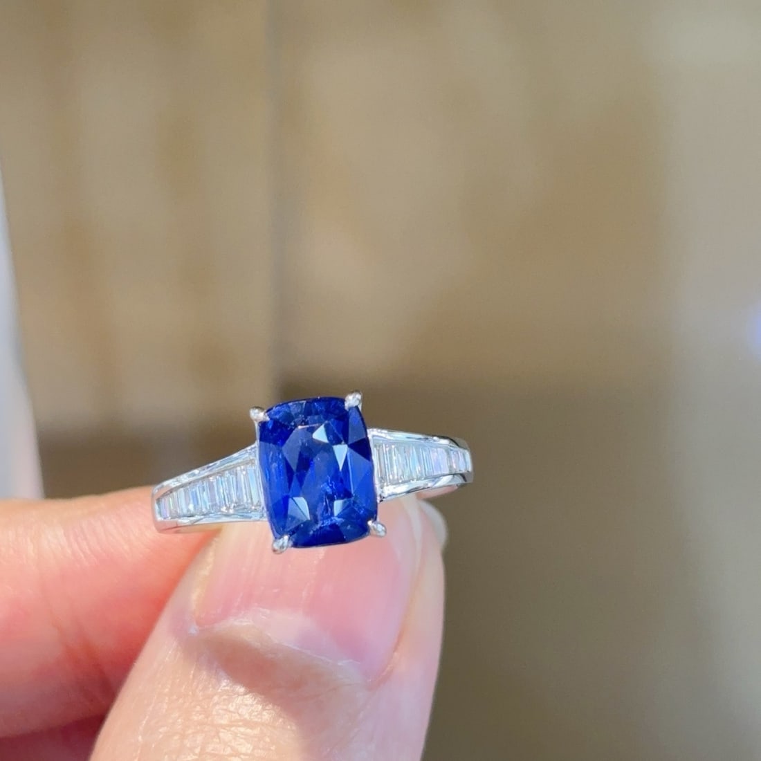 14k Gold 2.61 Ctw Natural Sapphire & Diamond Ring - 3