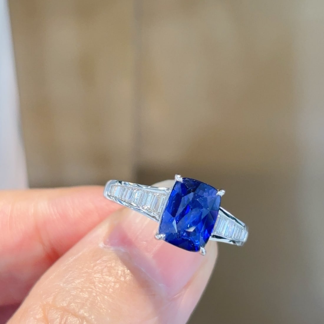 14k Gold 2.61 Ctw Natural Sapphire & Diamond Ring - 4