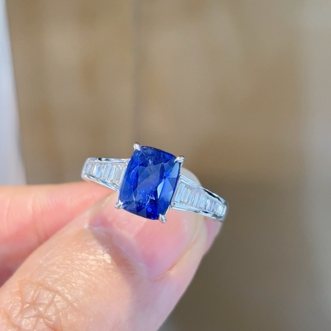 14k Gold 2.61 Ctw Natural Sapphire & Diamond Ring - 5