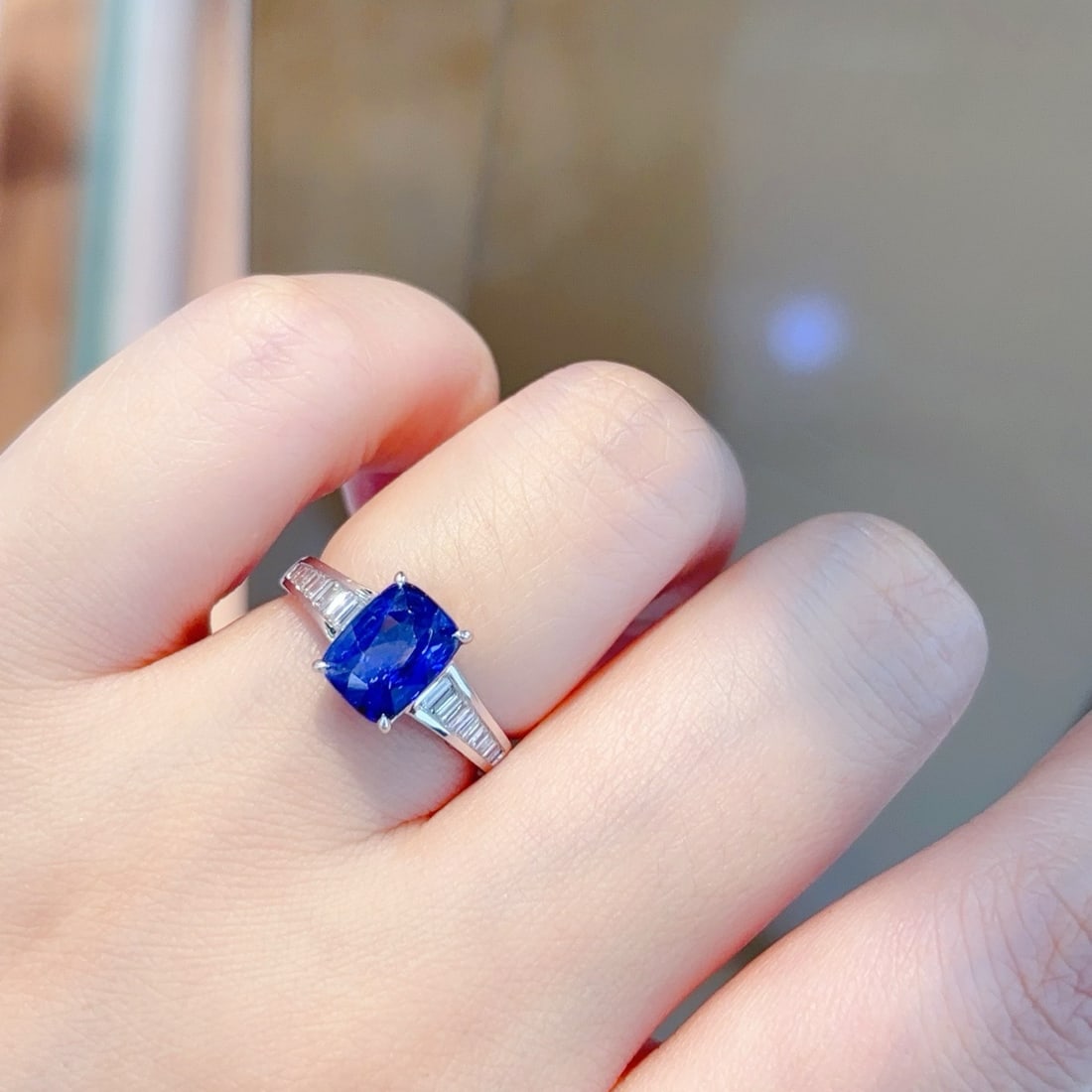 14k Gold 2.61 Ctw Natural Sapphire & Diamond Ring - 7