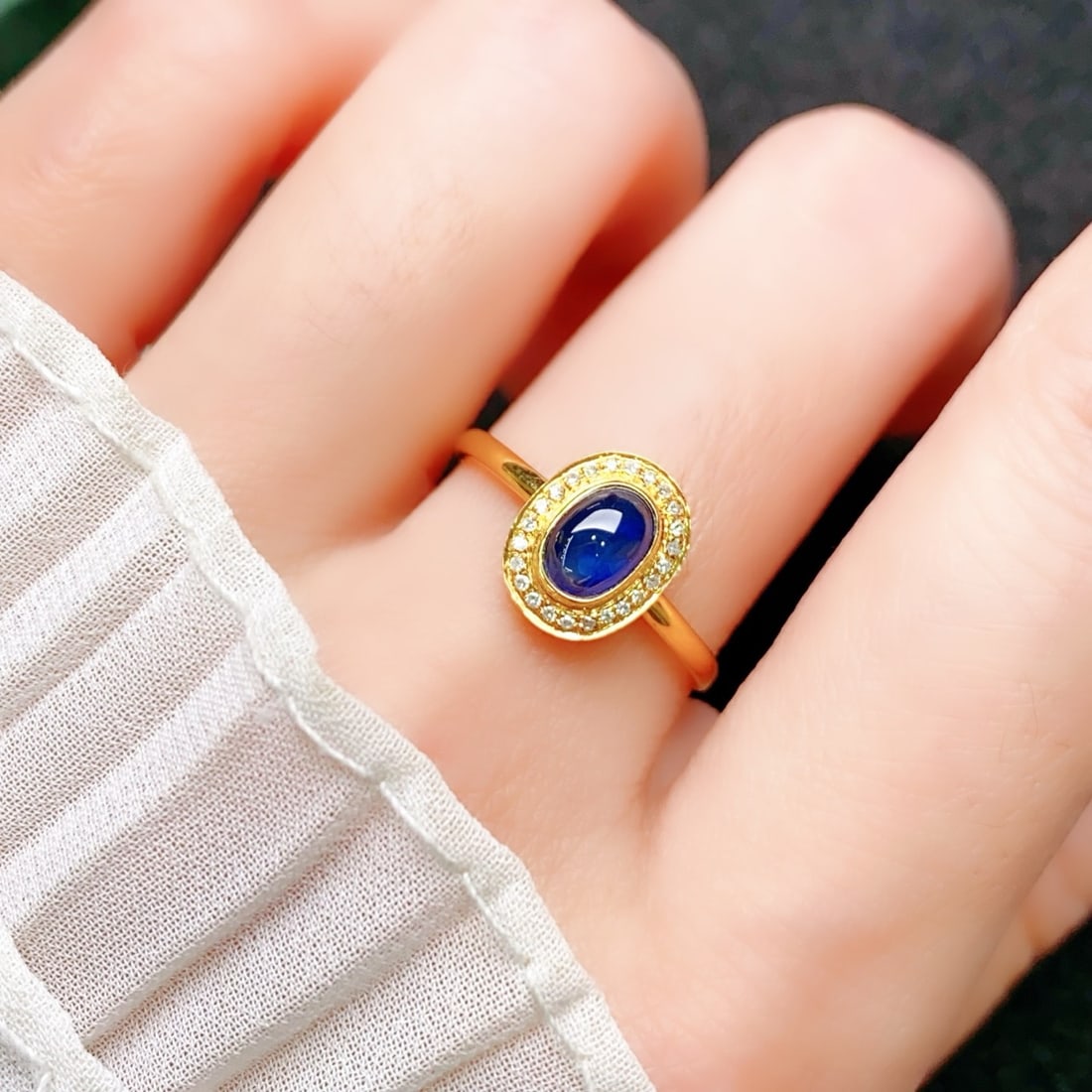 14k Gold 1 Ct Natural Sapphire & Diamond Ring - 3