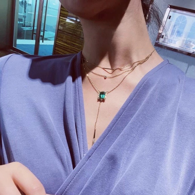 14k Gold 1.84 Ctw Vivid Green Natural Emerald & Diamond Necklace - 7
