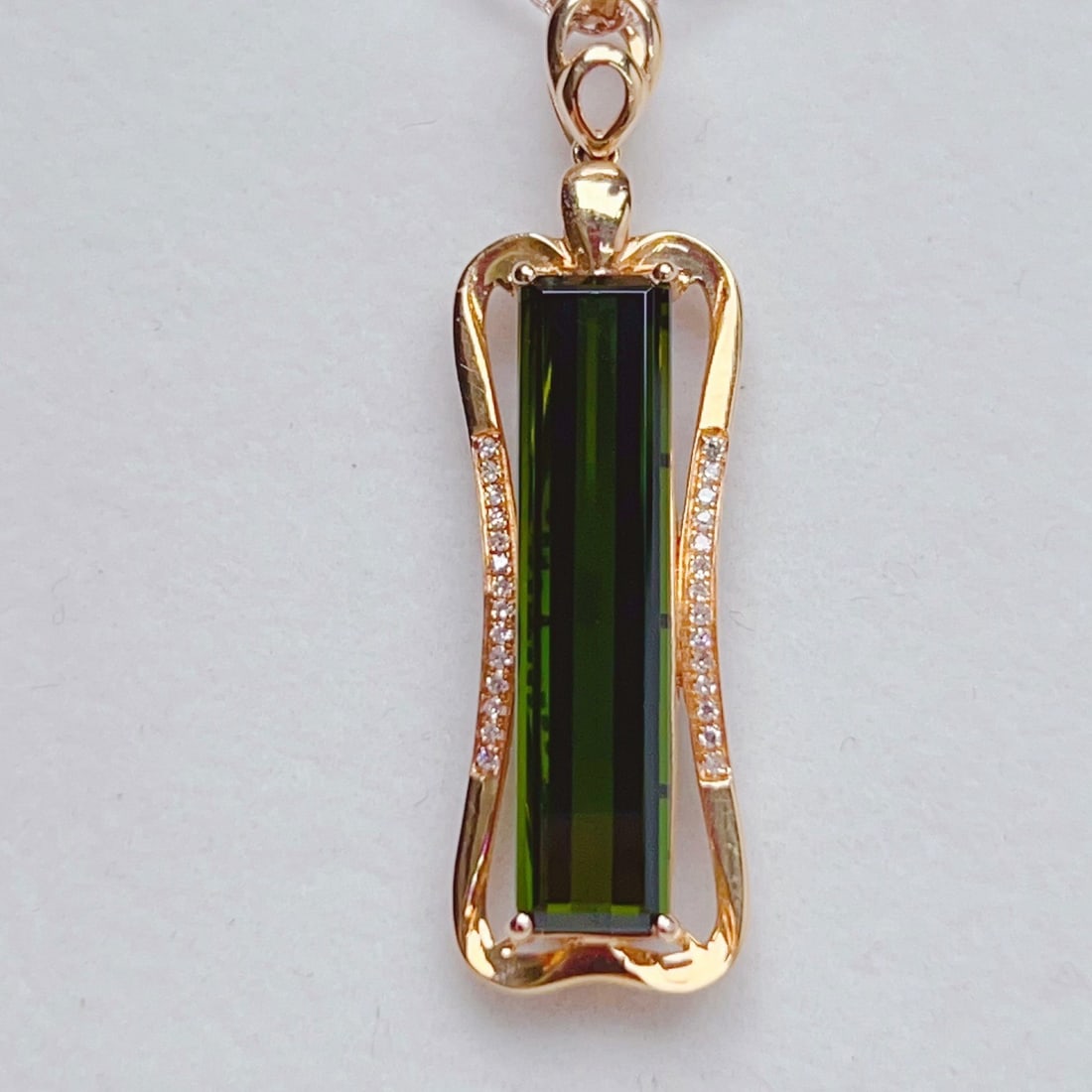 14k Gold 6.18 Ctw Natural Tourmaline & Diamond Pendant( Without Chain ) - 6