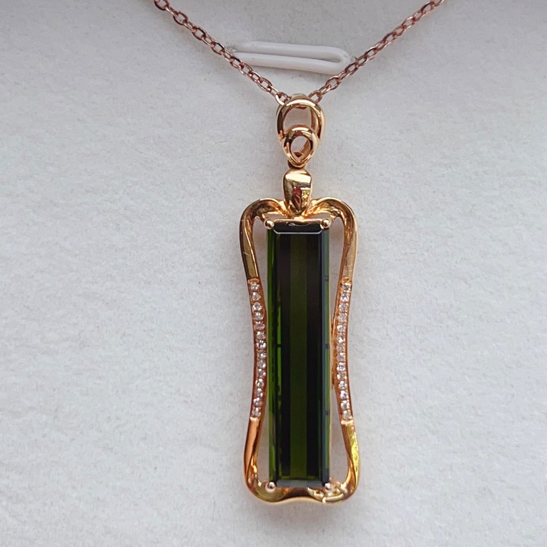 14k Gold 6.18 Ctw Natural Tourmaline & Diamond Pendant( Without Chain ) - 8