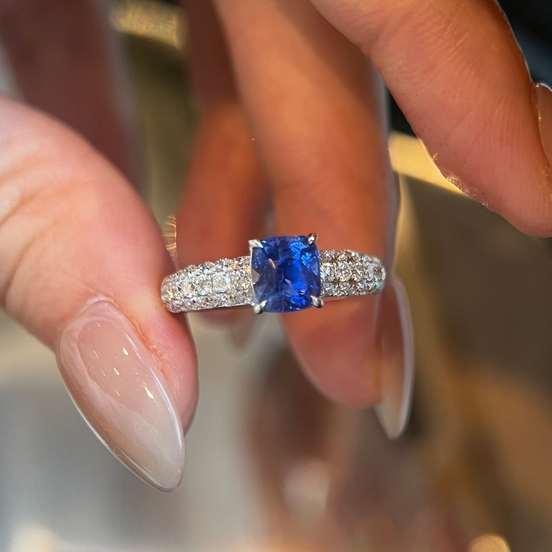 14k Gold 2.42 Ctw Natural Sapphire & Lab Grown Diamond Ring
