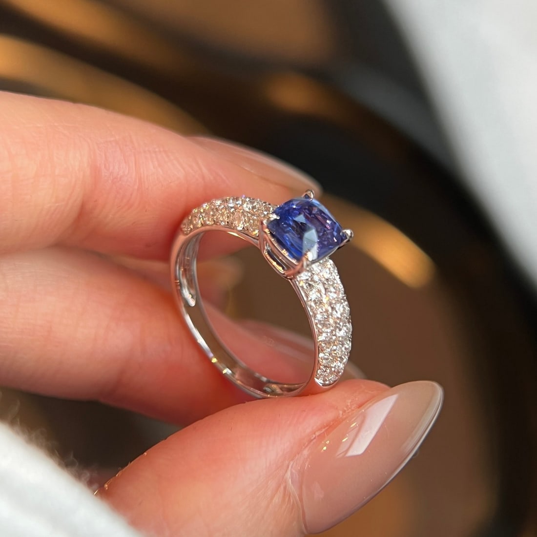 14k Gold 2.42 Ctw Natural Sapphire & Lab Grown Diamond Ring - 2