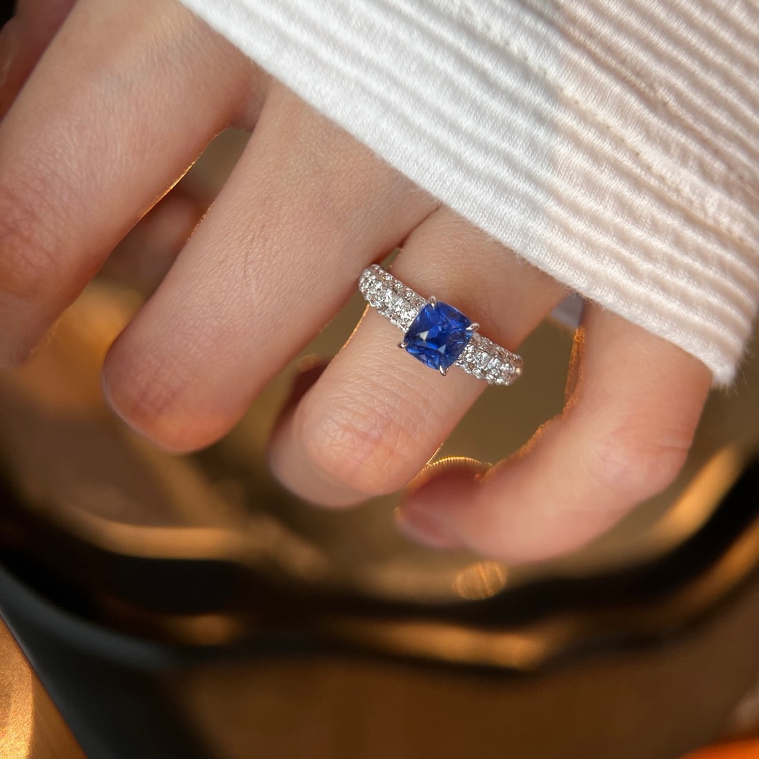14k Gold 2.42 Ctw Natural Sapphire & Lab Grown Diamond Ring - 3