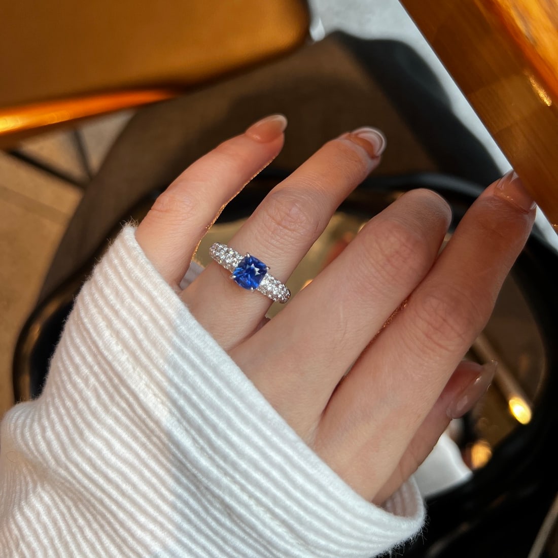 14k Gold 2.42 Ctw Natural Sapphire & Lab Grown Diamond Ring - 4