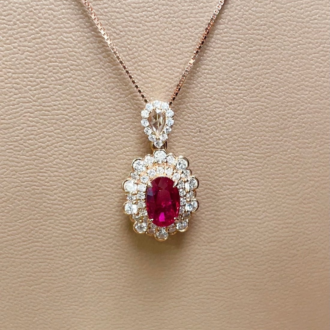 14k Gold 1.60 Ctw Natural Ruby & Diamond Pendant( Without Chain )