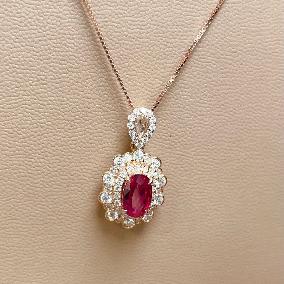 14k Gold 1.60 Ctw Natural Ruby & Diamond Pendant( Without Chain ) - 2