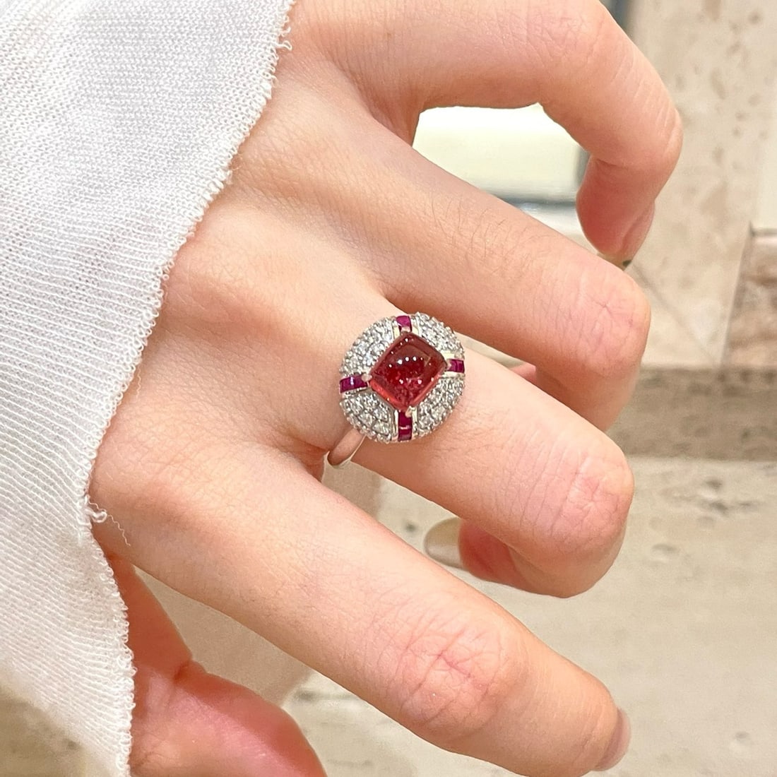 14k Gold 2 Ct Natural Tourmaline & Diamond Ring