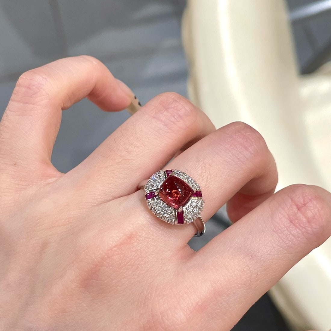 14k Gold 2 Ct Natural Tourmaline & Diamond Ring - 6
