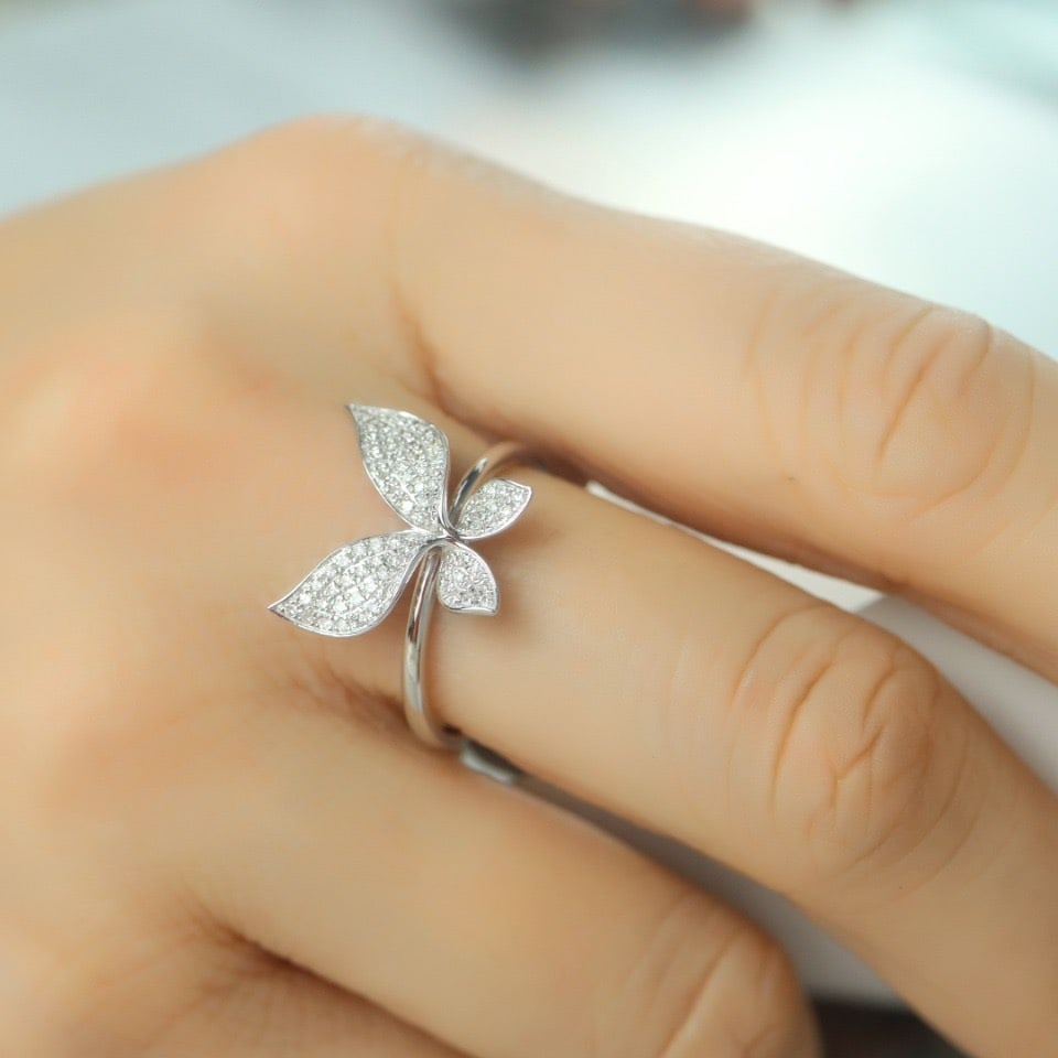 14k Gold 0.30 Ct Natural H Diamond Ring - 5