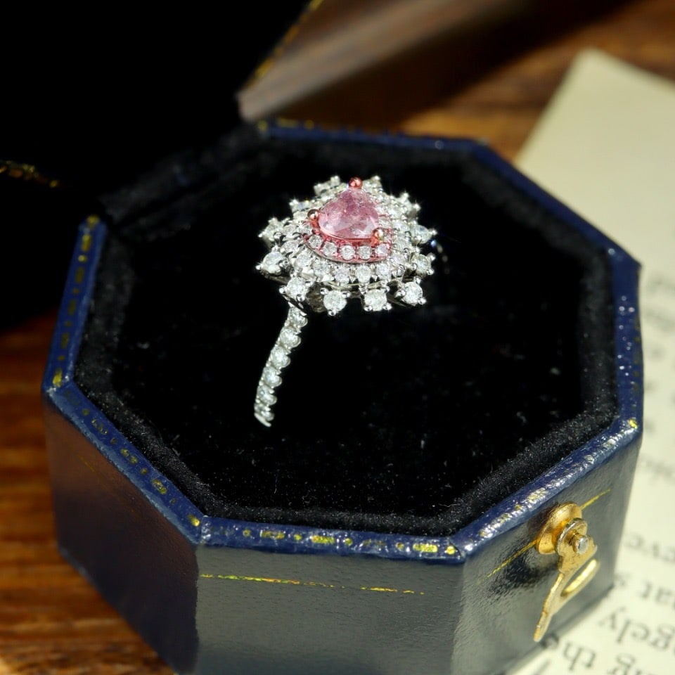 14k Gold 0.83 Ctw Natural Pink Diamond & Diamond Ring - 2